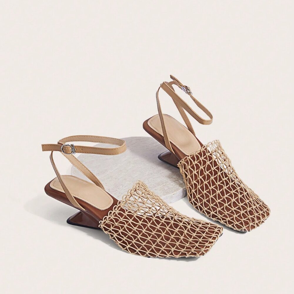 Boho wedge heeled Women's mesh Sandals - Picture 2 of 7